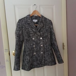 Calvin Klein Womens B/W Double-Breasted Blazer